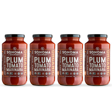 Sonoma Gourmet Plum Tomato Marinara Pasta Sauce | Usda Organic, Non-Gmo, No Sugar Added | Made With Fresh Ingredients | 25 Ounce