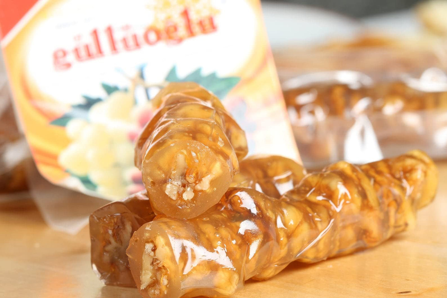 Gulluoglu Walnut Churchkhela (Cevizli Sucuk), 4 pieces (total 1.1lb - 500 gr), daily fresh shipment from Istanbul/Turkey