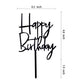JIEEIN Happy Birthday Cake Topper - Black Acrylic, Model NJ-0055, Party Decorations