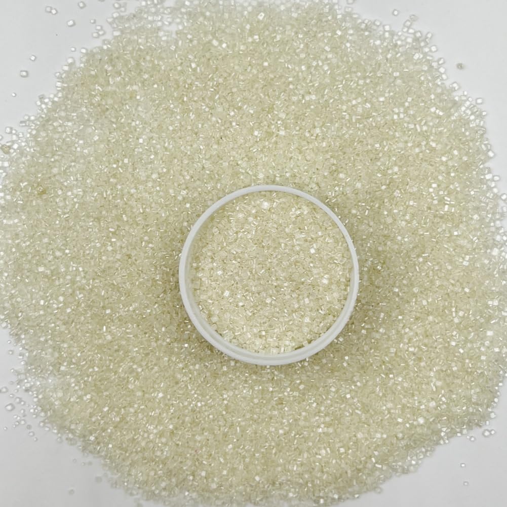 Senchanting White Sanding Sugar Sprinkles, Edible Crystal White Sanding Candy Sugar For Cake Decorating Wedding Party Baking Cup