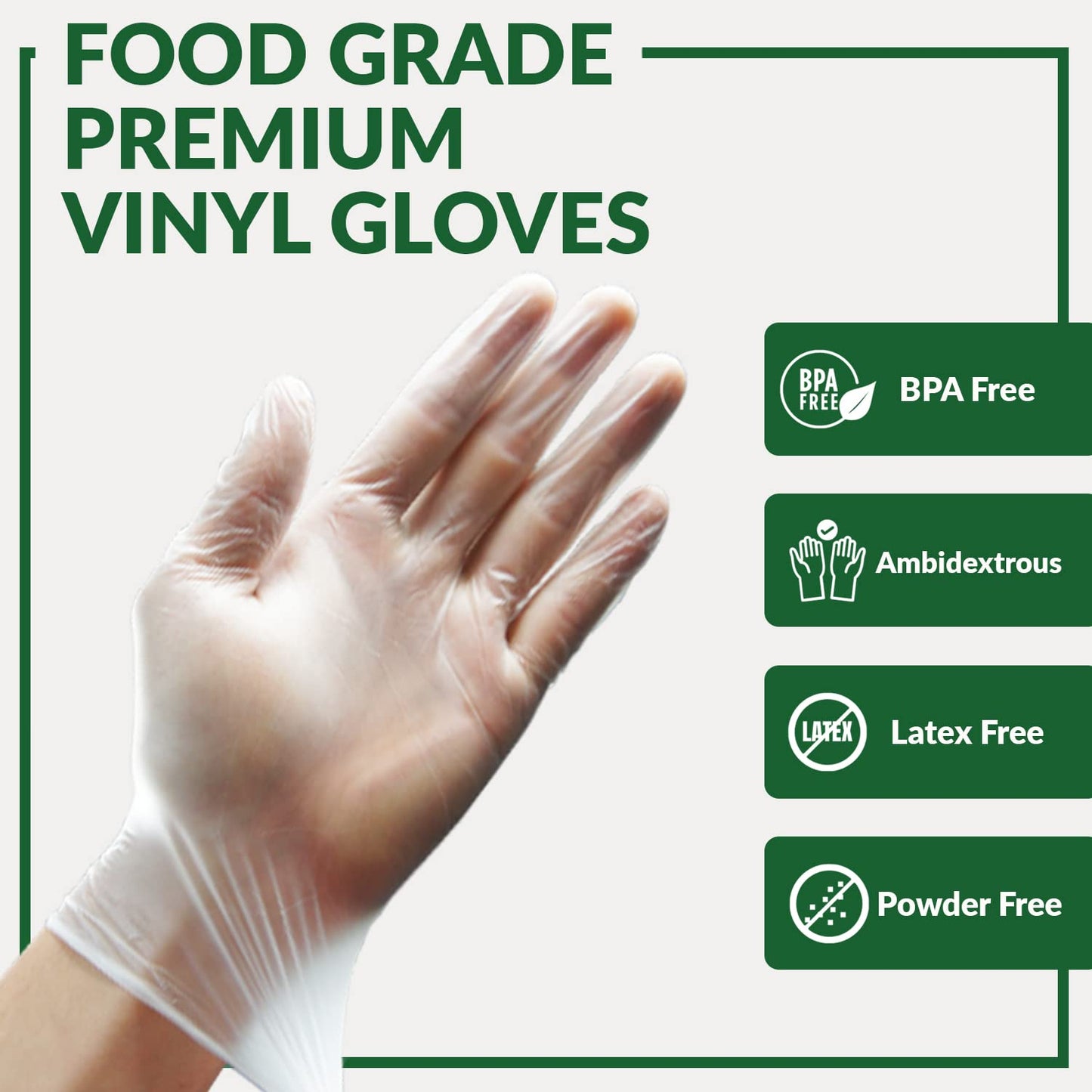 GORILLA SUPPLY Disposable Heavy Duty Vinyl Gloves, Latex Free, 4mil, Large, Clear, 100 Count