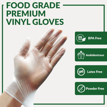 GORILLA SUPPLY Disposable Heavy Duty Vinyl Gloves, Latex Free, 4mil, Large, Clear, 100 Count