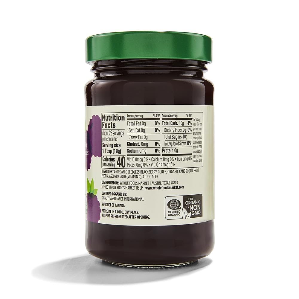 365 By Whole Foods Market, Organic Blackberry Fruit Spread, 17 Ounce
