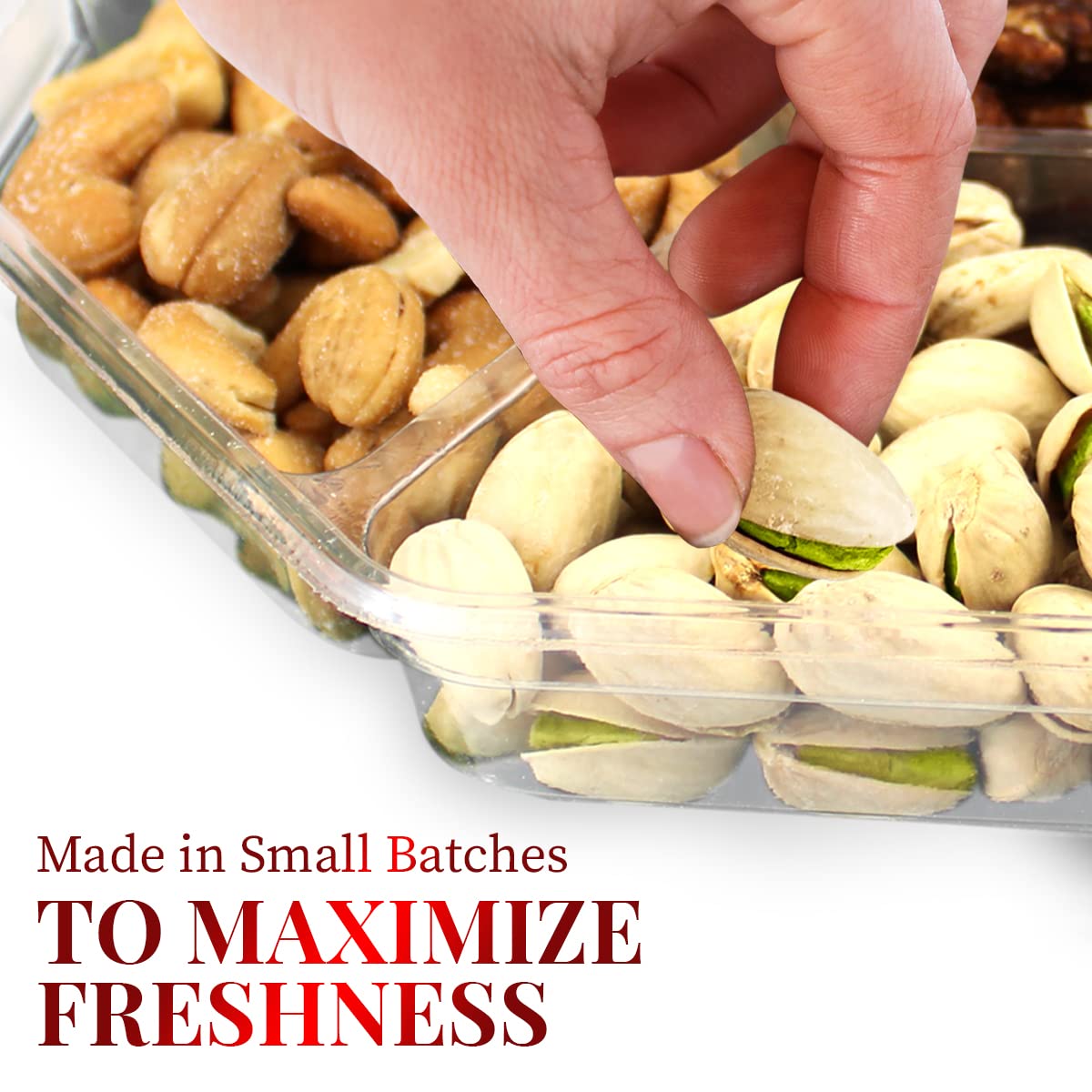 Simple Orchards Gourmet Nuts Gift Basket - 7 Sectional Platter - Red Box - Perfect for Mothers Day, Birthdays, Sympathy