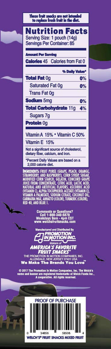 Welch'S Halloween Fun Size Fruit Snacks, 0.5 Ounce, 85 Count