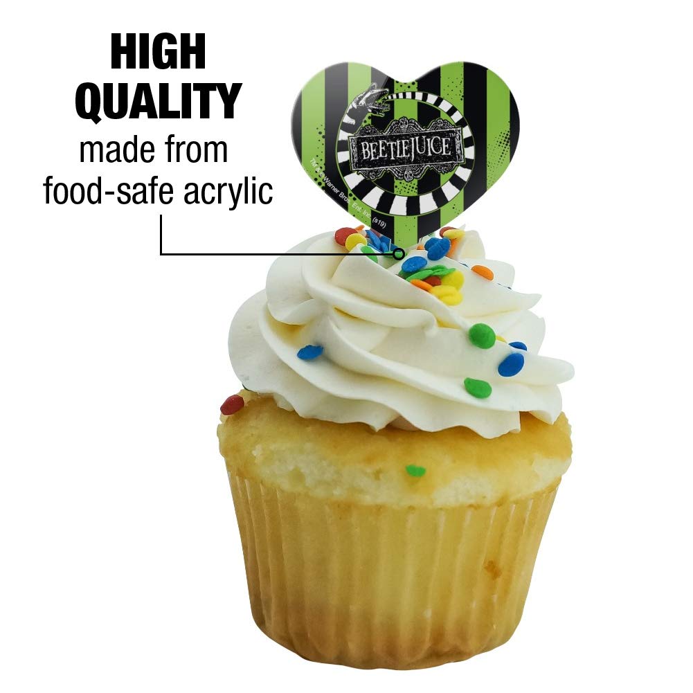 GRAPHICS & MORE Cupcake Picks Set of 6, Beetlejuice Heart Decoration, Multi, 1.6x3.2 inches, Model CUPCAKE.HEART.WBGAM015
