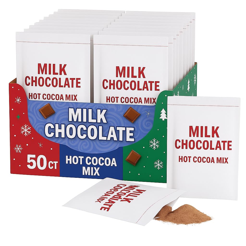 Hot Cocoa Mix With Milk Chocolate  50 Count Packets  1.38 Oz Each  Gluten Free