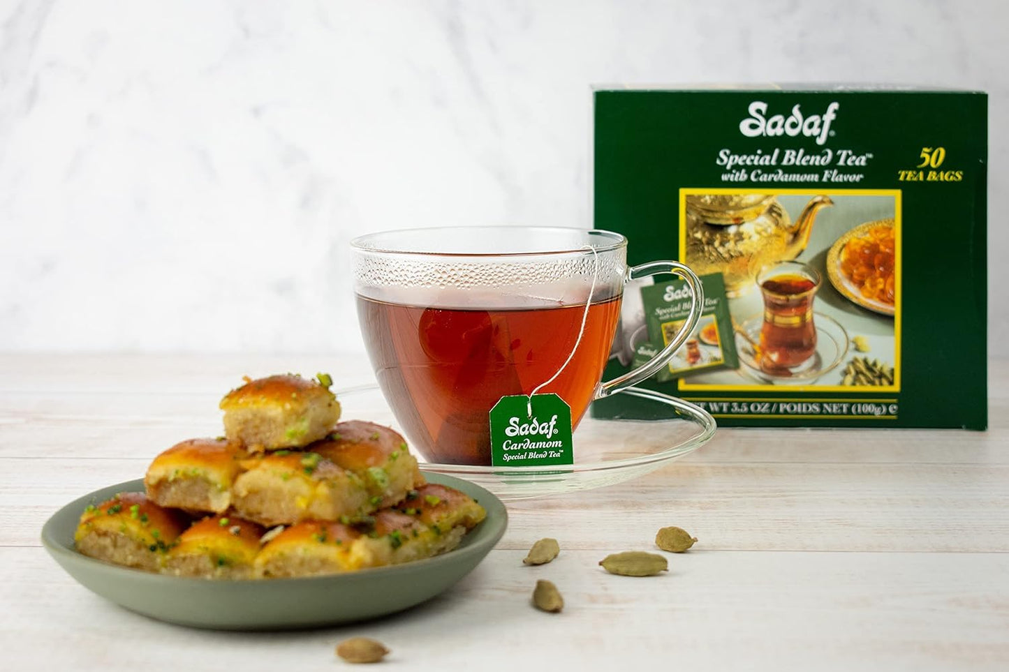 Sadaf Cardamom Tea Bags | Special Blend Cardamom Ceylon Black Tea | Quicktea Product Harvested In Sri Lanka | 100 Bags (Pack Of
