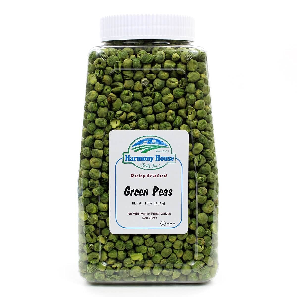 Harmony House Foods Dried Peas, whole (16 oz, Quart Size Jar) for Cooking, Camping, Emergency Supply, and More