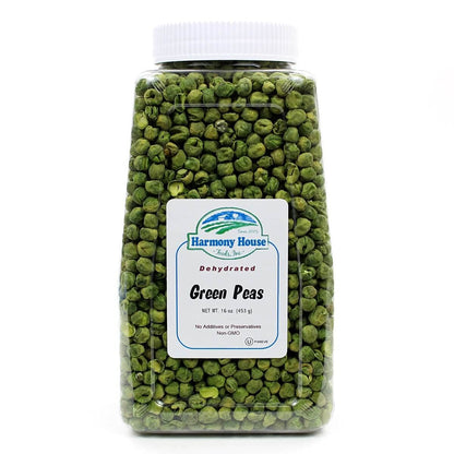Harmony House Foods Dried Peas, whole (16 oz, Quart Size Jar) for Cooking, Camping, Emergency Supply, and More