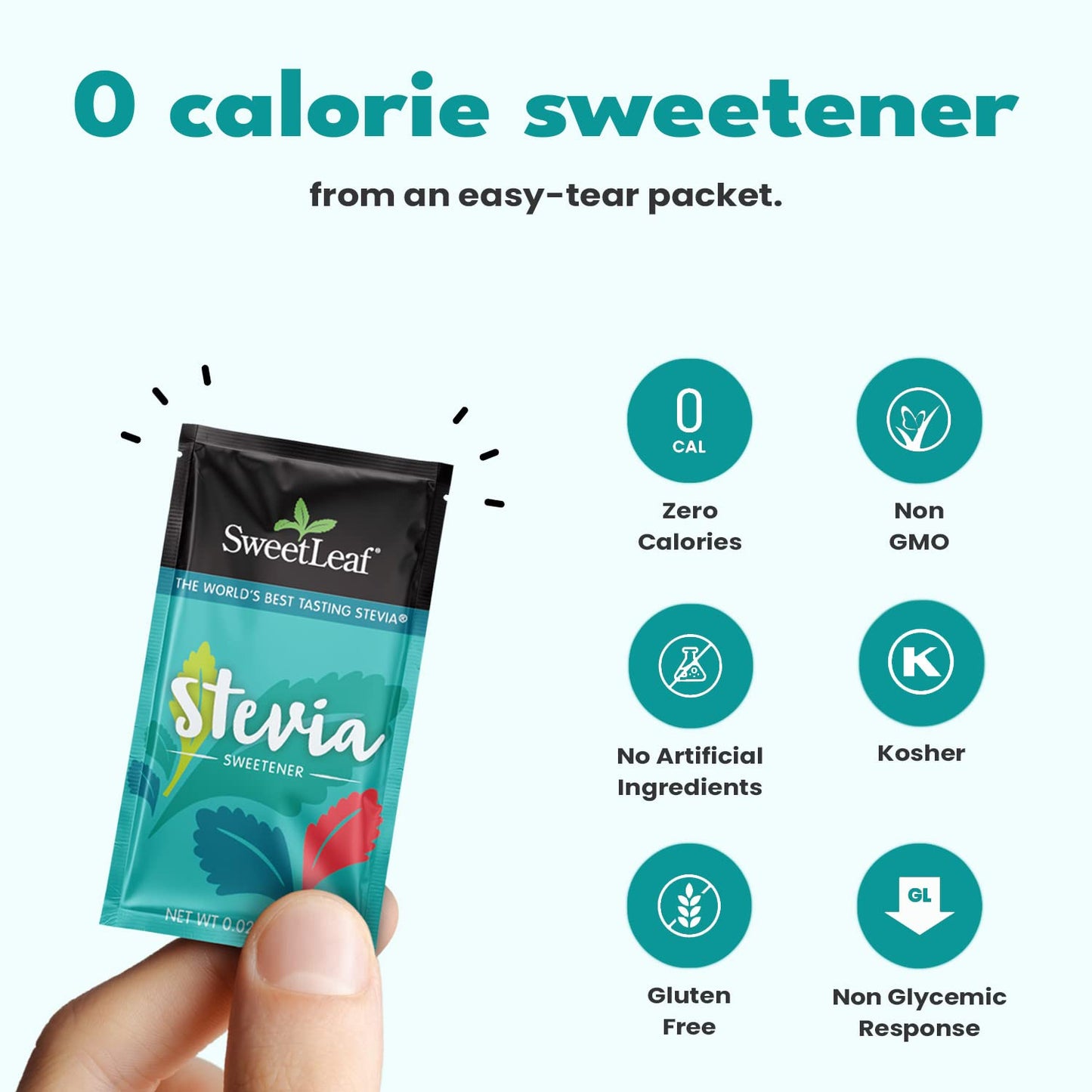Sweetleaf Stevia Packets - Zero Calorie Natural Stevia Powder, No Bitter Aftertaste, Sugar Substitute For Keto Coffee, Nothing A