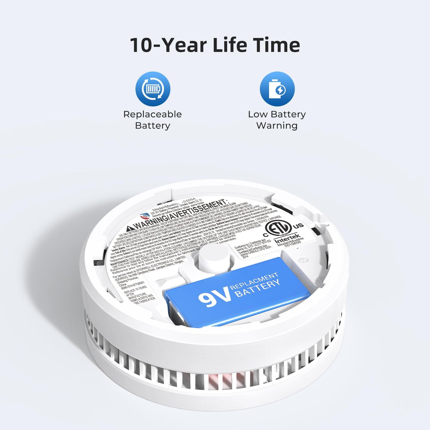 Siterwell Smoke Detector, 10 Year Product Life Fire Alarm With Magnetic Fastening Kit, Smoke Alarm With Photoelectric Sensor And