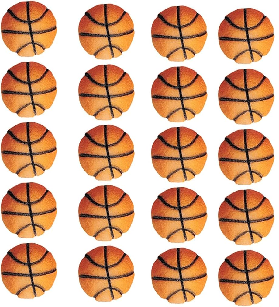 24 pc - Sport Theme Edible Sugar Cake Cupcake Cookie Toppers Decorations (Basketball)