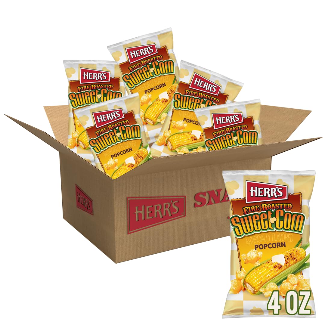 HERRS Popcorn Fire Roasted Sweet Corn Flavor, 4 Ounce (Pack of 5 Bags) - Perfect for Sharing