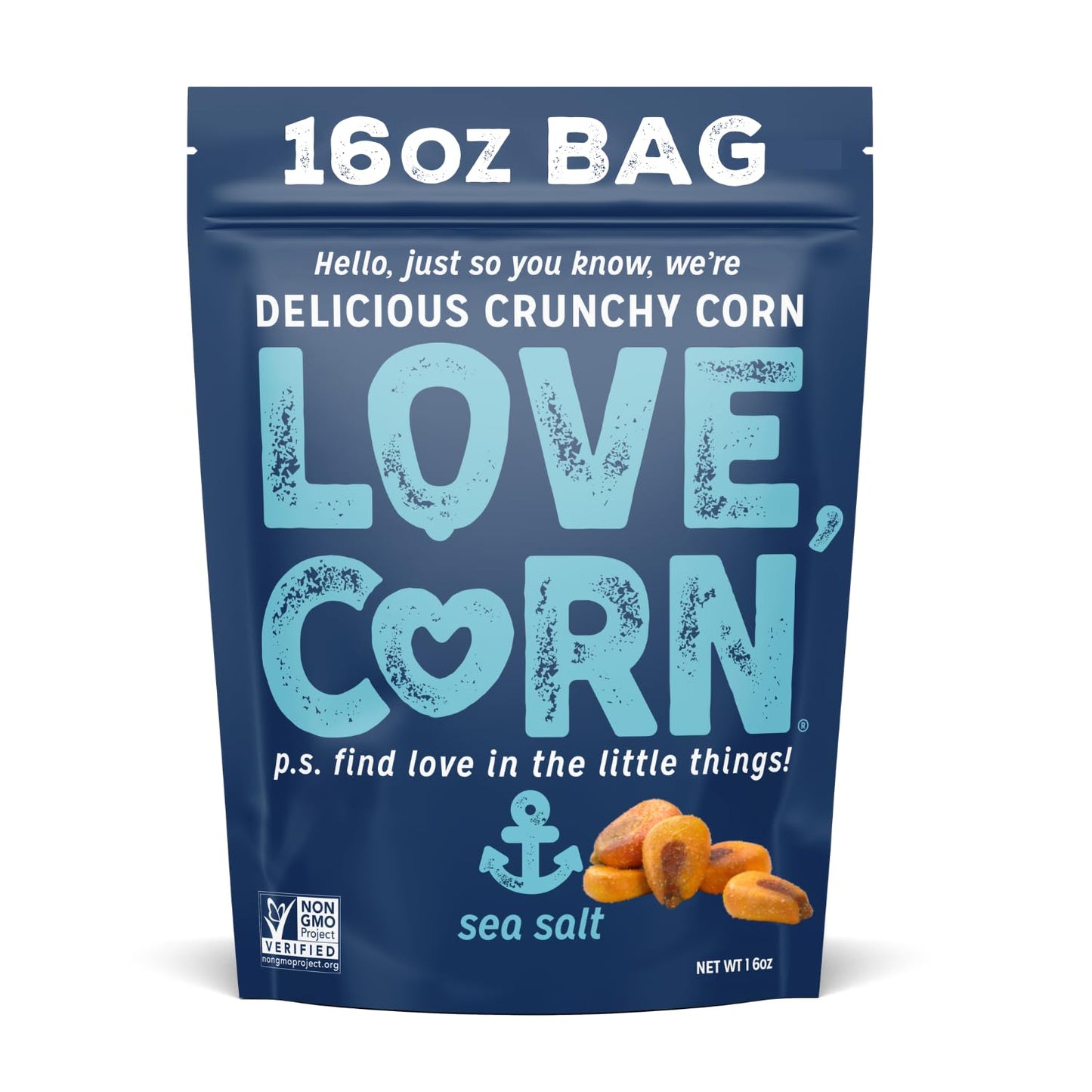 Love Corn Sea Salt 16Oz X 1 Bag - Delicious Crunchy Corn - Healthy Family Snacks - Gluten Free, Kosher, Non-Gmo- Alternative For