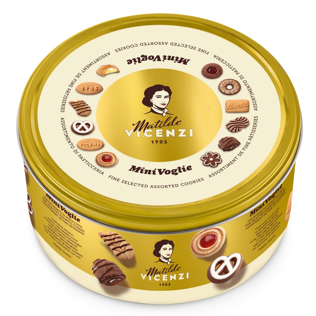 Pasticceria Matilde Vicenzi Minivoglie Butter Cookies Tin, Assortment of Traditional Italian Pastries, Holiday, Christmas, Hanuk