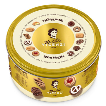 Pasticceria Matilde Vicenzi Minivoglie Butter Cookies Tin, Assortment of Traditional Italian Pastries, Holiday, Christmas, Hanuk