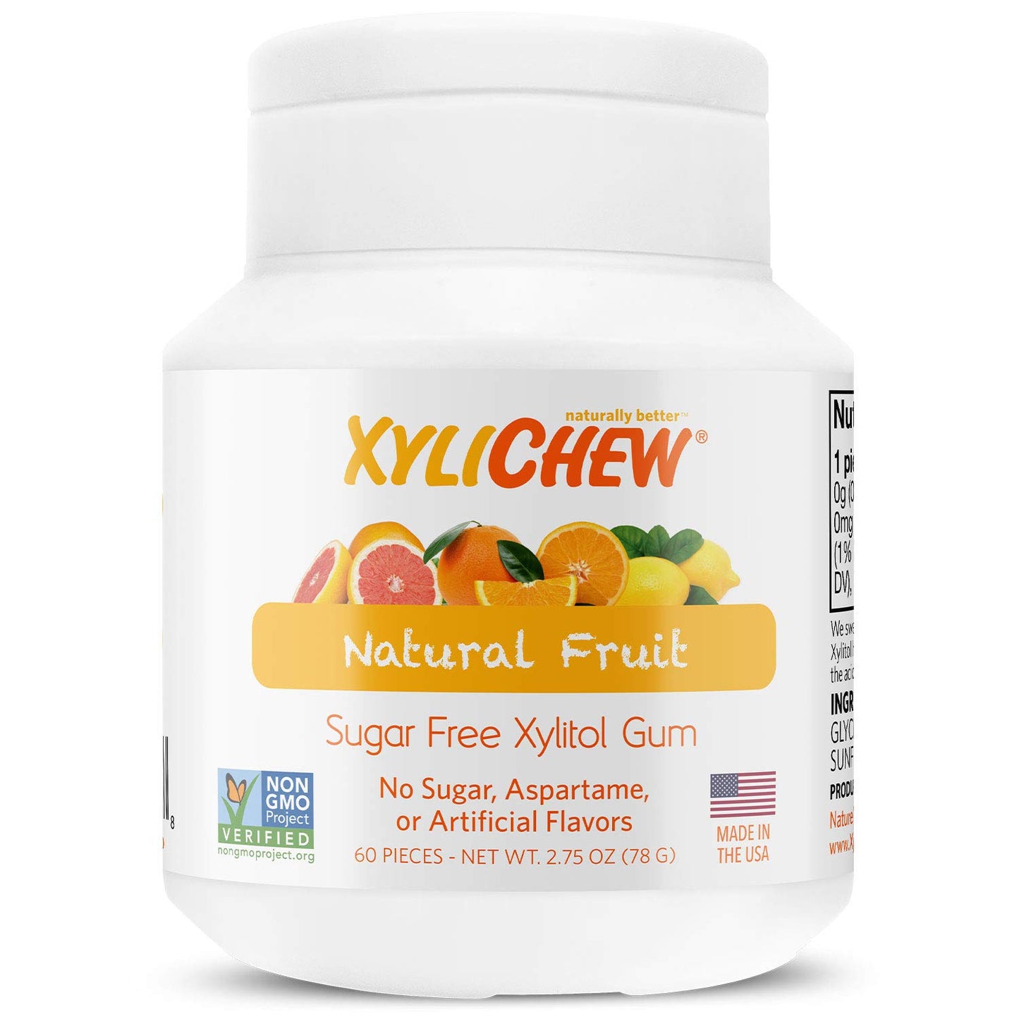 Xylichew Xylitol Chewing Gum - Sugar Free, Non GMO, Gluten Free - 240 Count (60 Count Pack of 4)
