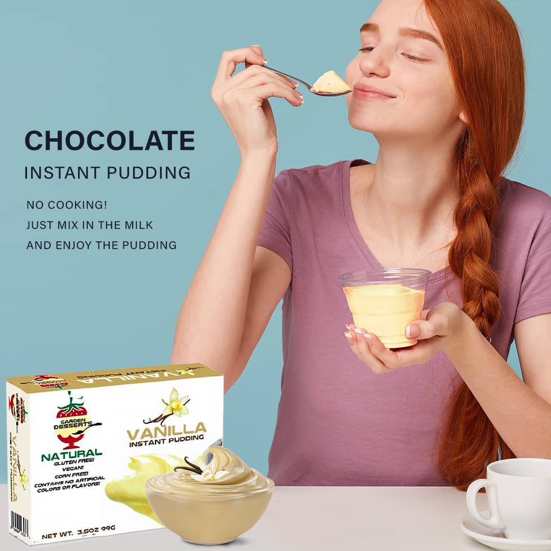 Instant Vanilla Pudding Mix - All Natural Vanilla Pudding Mix By Garden Desserts | Quick Vegan Dessert, Gluten Free, Kosher 4 Oz