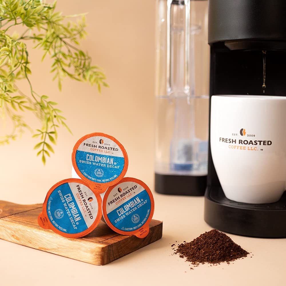 Fresh Roasted Coffee Swiss Water Decaf Colombian K-Cup Compatible 24 Pods