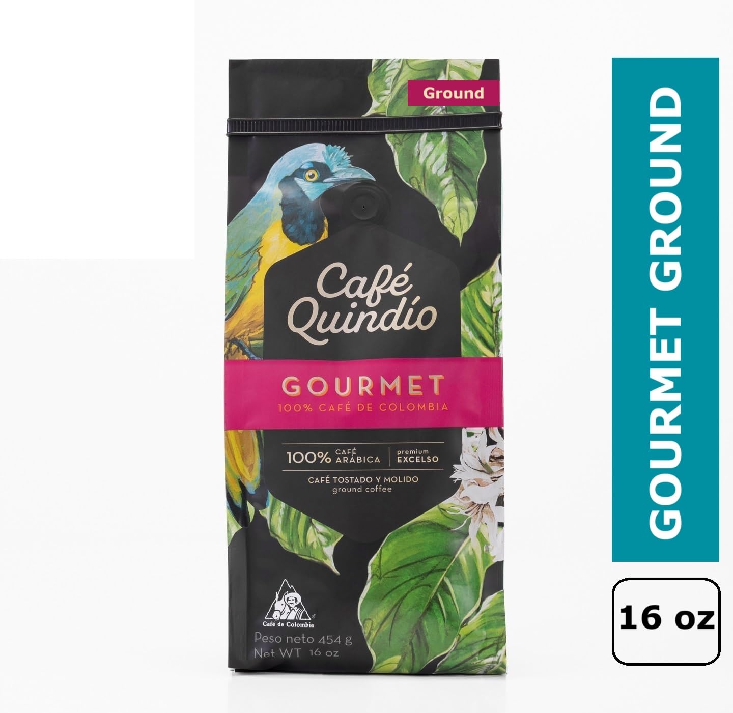Cafe Quindio Gourmet Ground Coffee, 100% Colombian Excelso Coffee (16 oz / 454g)