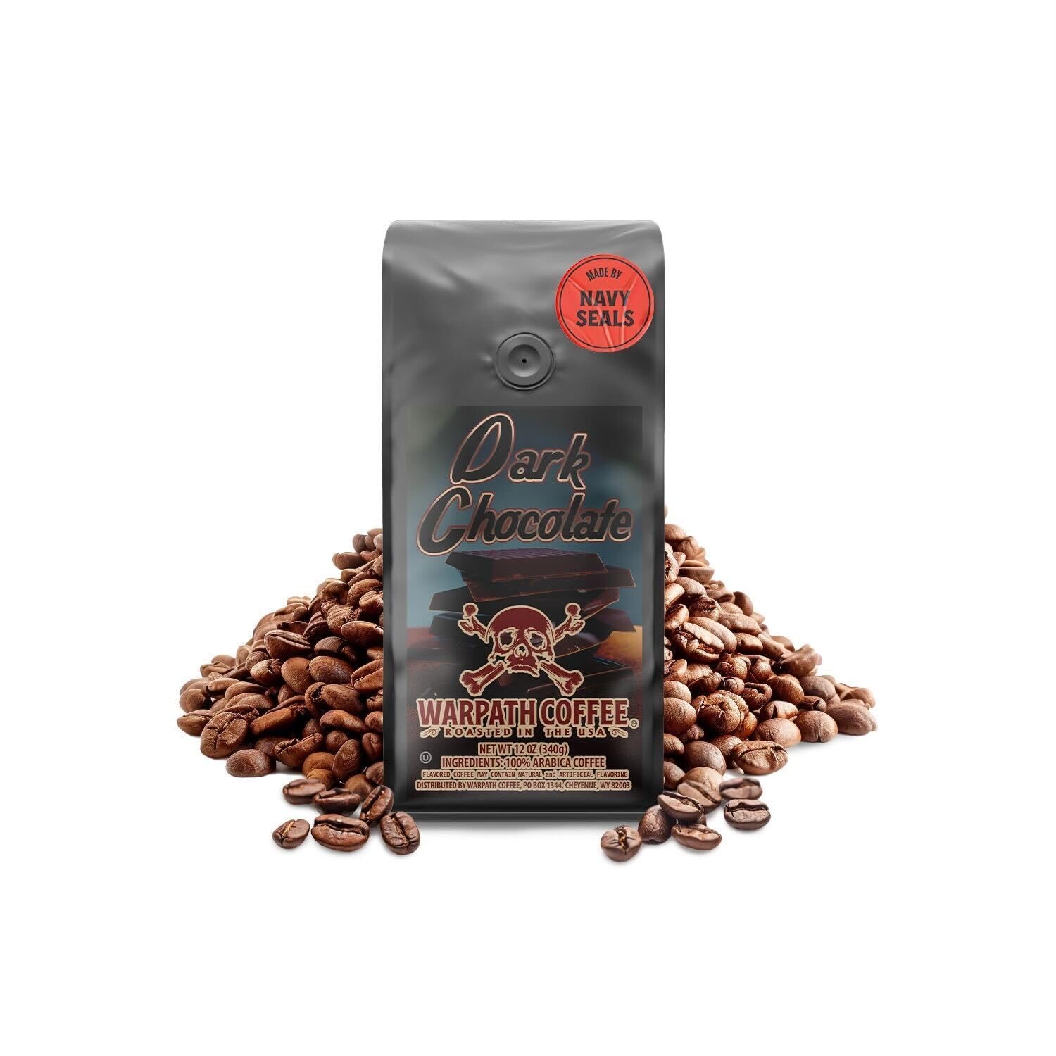 Warpath Coffee Light Roast Whole Bean Coffee, Dark Chocolate Blend, High Caffeine, Extra Strong Roasted 100% Arabica Coffee Whole Beans, Rich Aroma, Full Bodied Intense Cup, Created By Navy Seals 12Oz