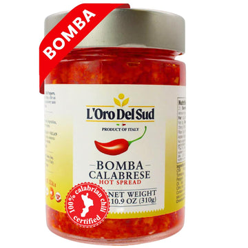 Calabrian Bomba Hot Pepper Sauce/Spread (10.9 Oz) 310G, Certified Authentic, Bomba Calabrese, Spicy Mixed Vegetable Spread, Prod
