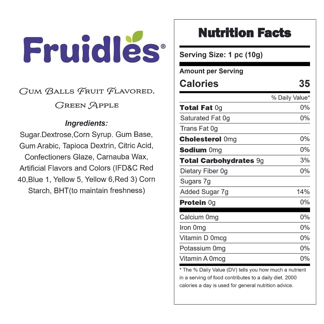 Fruidles Green Apple Gum Balls Fruit Flavored, Candy Buffet Treats, Machine Size Refills, Kosher Certified Parve, 1 Inch (2 Poun