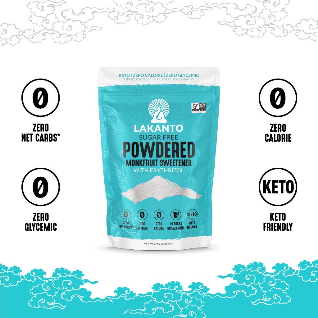 Lakanto Powdered Monk Fruit Sweetener With Erythritol, Powdered Sugar Substitute Sweetener For Baking & Cooking Waffles, Donuts,