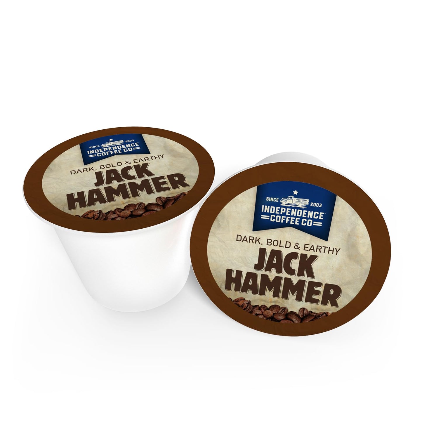 Independence Coffee Co. Jackhammer Bold And Earthy, Dark Roast, Single Serve Coffee K Cup Pods, 12 Count