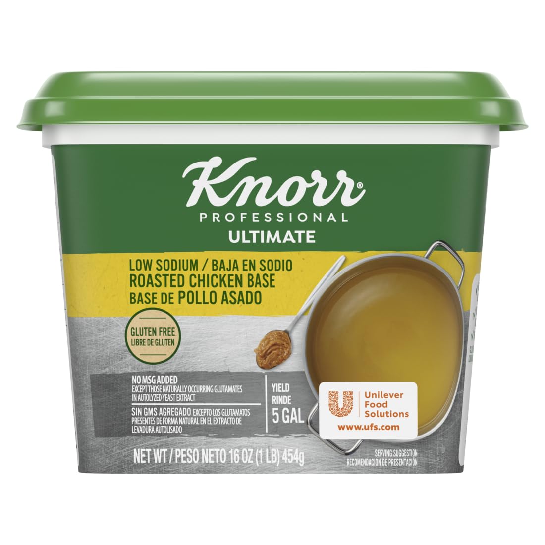 Knorr Professional Ultimate Low Sodium Chicken Paste Base Gluten Free, No Artificial Flavors or Preservatives, No MSG added, Col