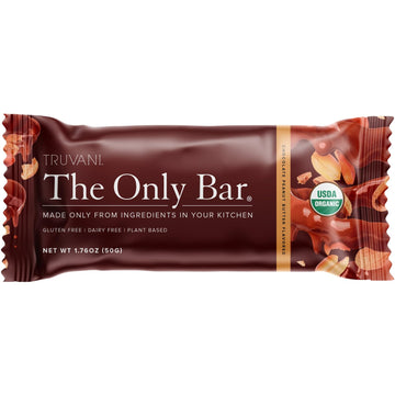 Truvani Plant Based Snack Bar | Chocolate Peanut Butter Single Bar | 7G Protein | Usda Organic And Vegan | The Only Bar | Dairy,