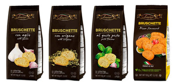 Bruschette Toast Crackers - Variety Pack Of 4 - Crostini Toast For Bruschetta - Gourmet Crackers For Cheese Platter - Italian Ch