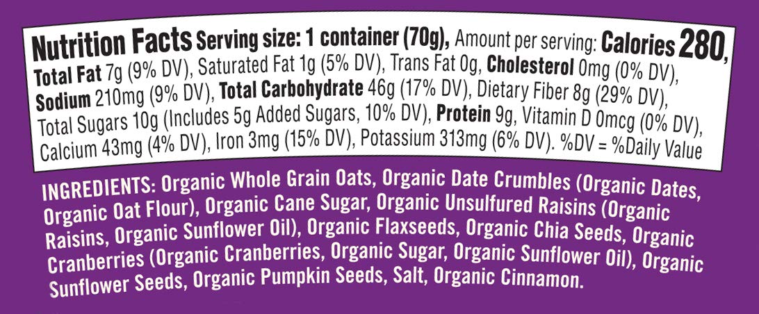 Bob'S Red Mill Organic Gluten Free Oatmeal Cup, Fruit & Seed, 2.47 Ounce (Pack Of 1), Non-Gmo, Whole Grain, Kosher