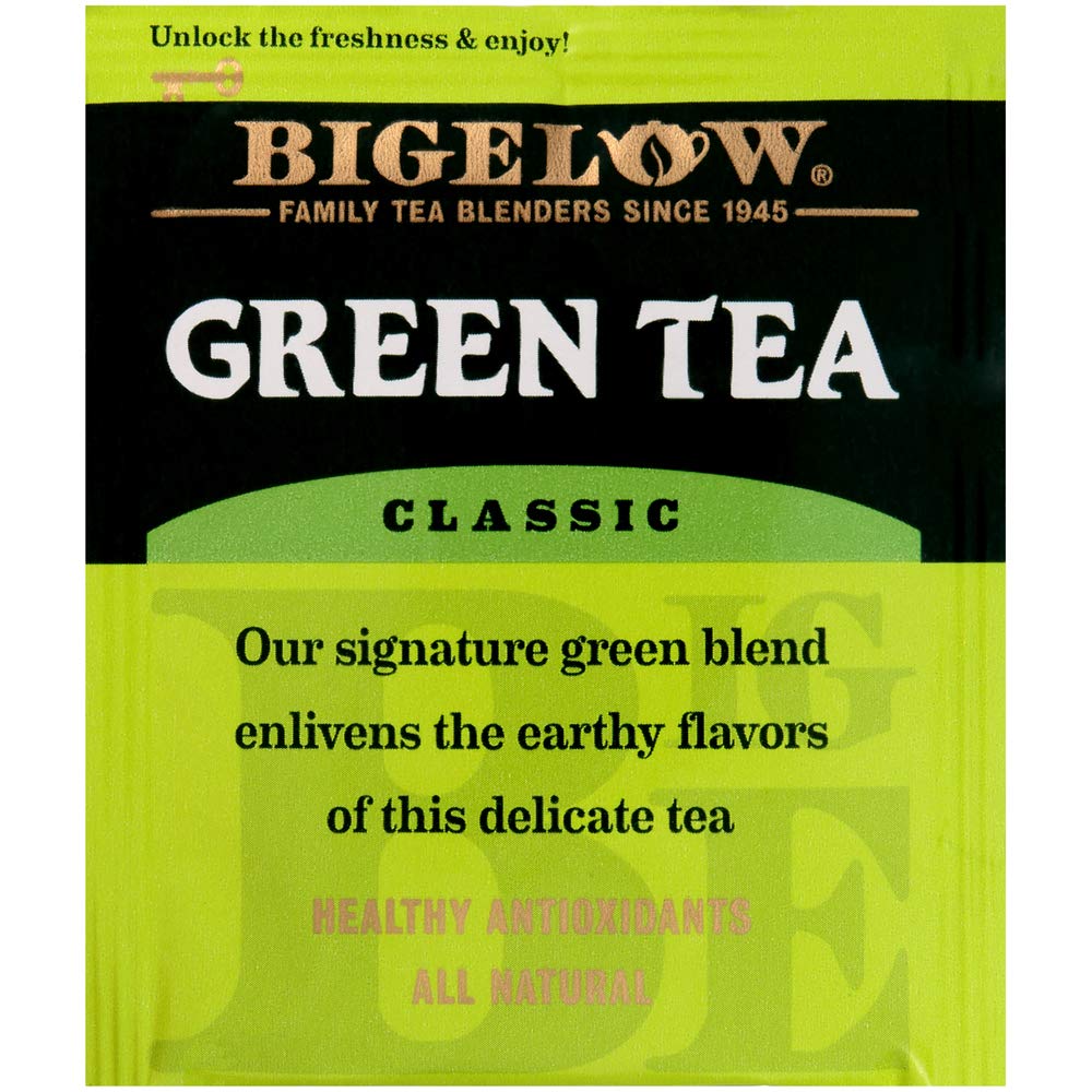 Bigelow Green Tea Bags - 28 Count (Pack of 6) - Premium Antioxidant-Rich Medium-Caffeine Tea in Foil-Wrapped Bags