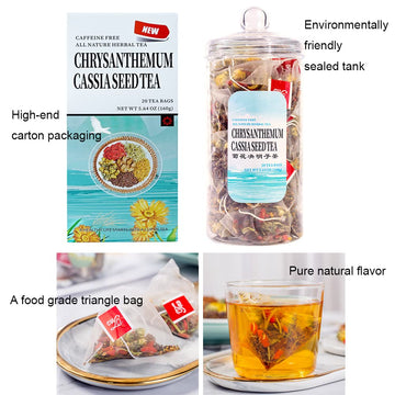 Chrysanthemum Cassia Seeds Tea Bags 2 Boxes 11.28Oz(320G,8Gx40Bags), Honeysuckle, Chinese Wolf-Berry, Sweet-Scented Osmanthus, B