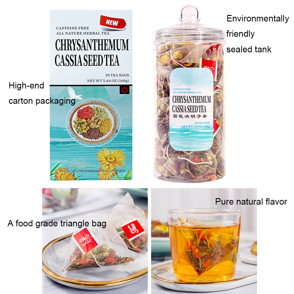 Generic Chrysanthemum Cassia Seeds Tea Bags(160G, 8Gx20Bags), Honeysuckle, Chinese Wolf-Berry, Sweet-Scented Osmanthus, Burdock
