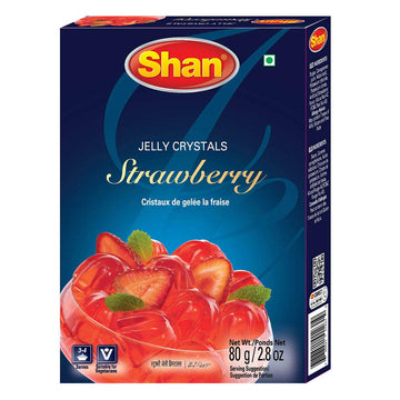 Shan Jelly Crystals Strawberry, Instant Jello, Vegetarian-Friendly, 2.82 oz (80g), Airtight Bag in a Box
