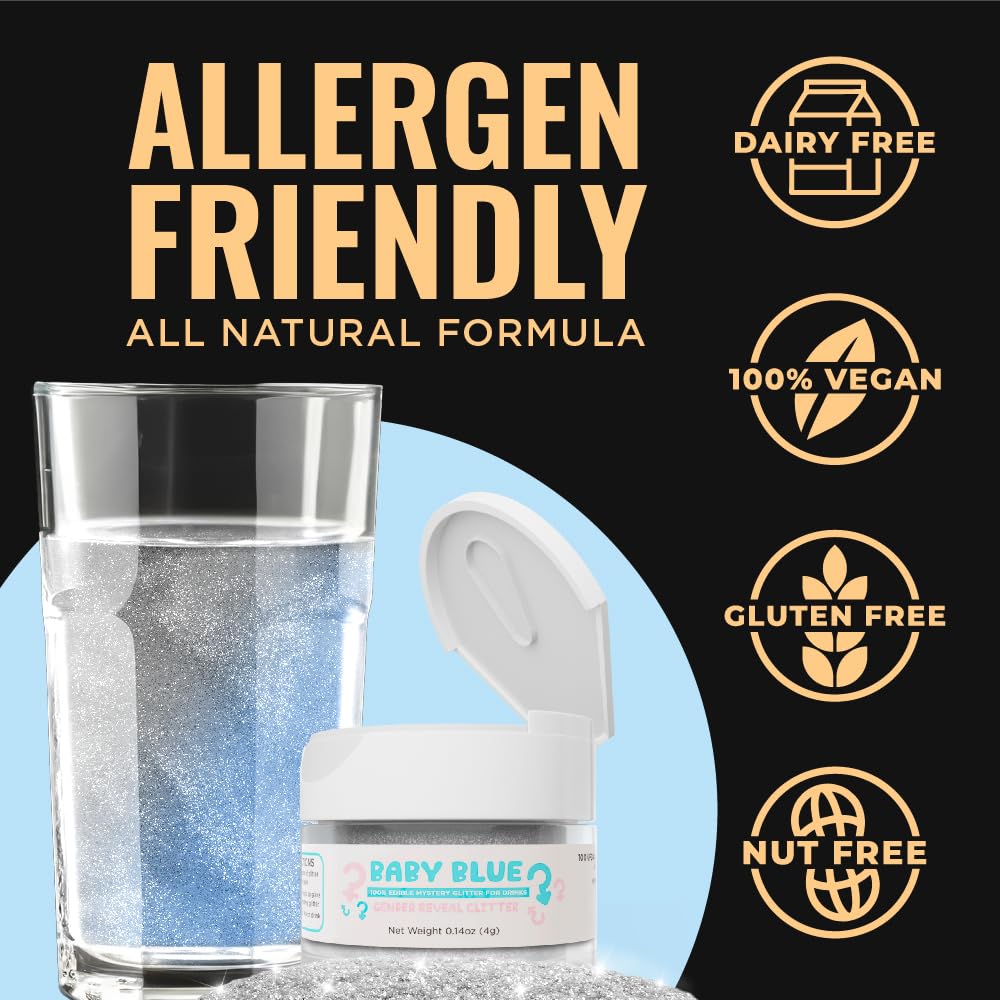 Bakell Brew Glitter Baby Blue Color Changing Edible Drink Glitter, 4g Jar for Cocktails and Beverages