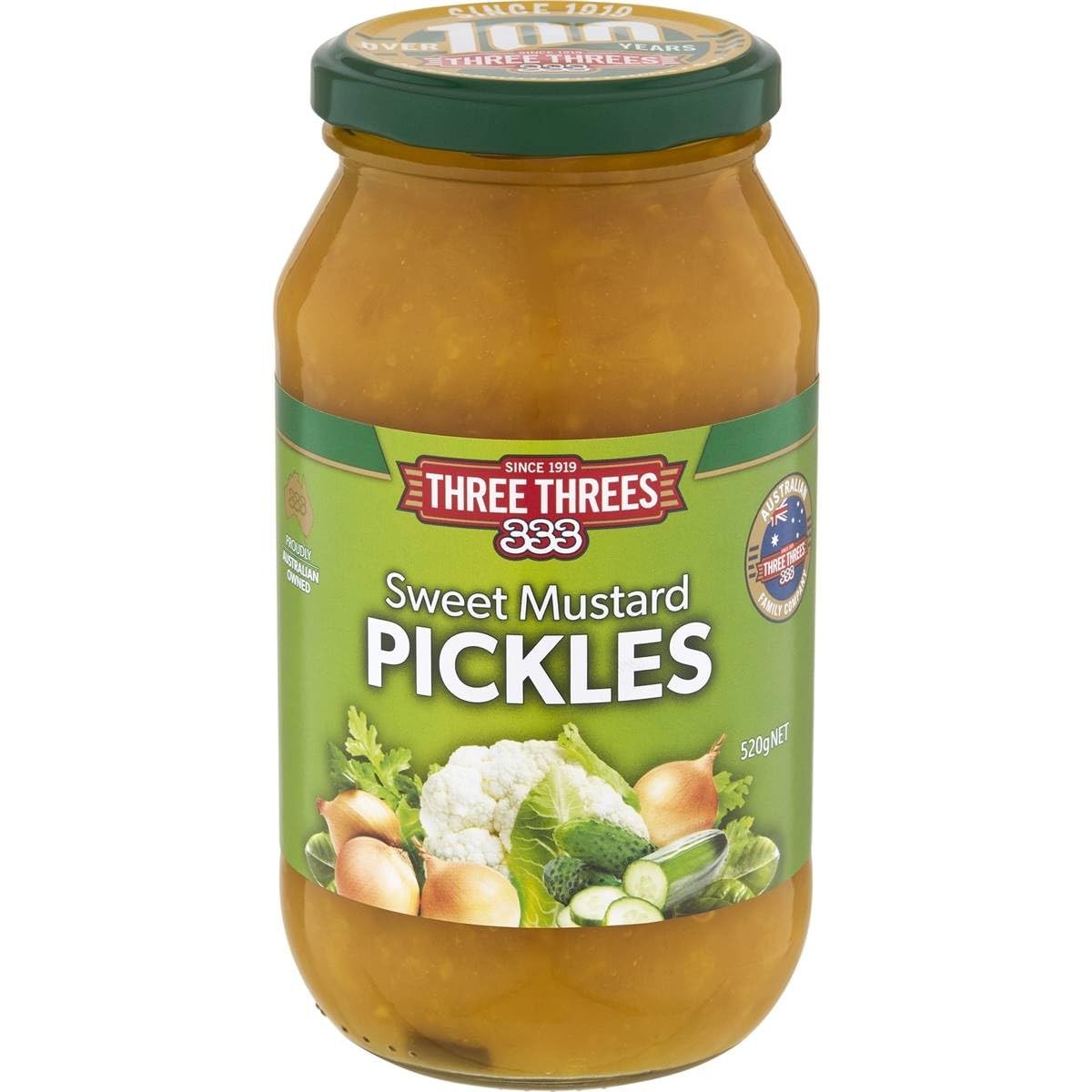 THREE THREES Sweet Mustard Pickles 520g