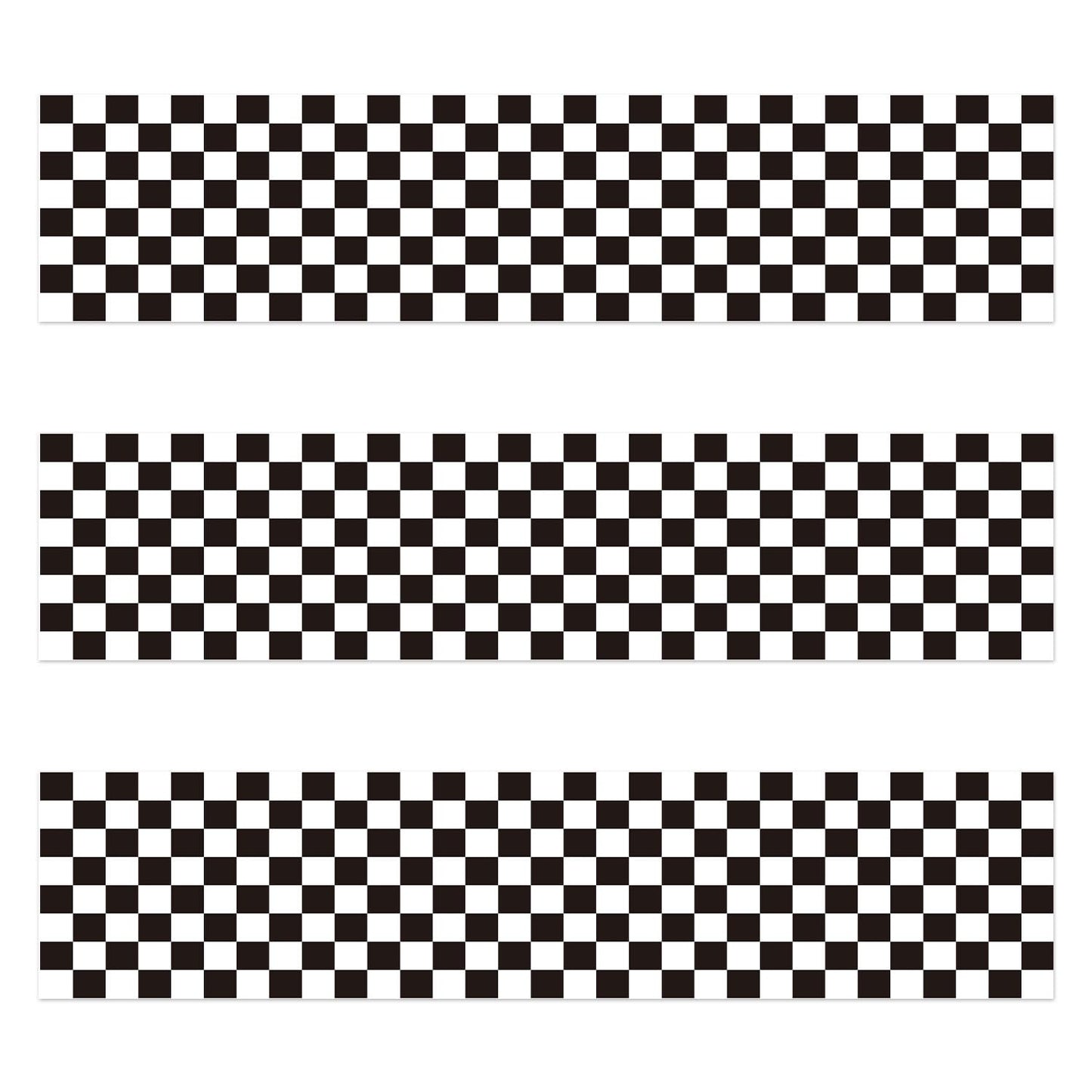 3Pcs Edible Cake Borders  28X6.2Cm/11X2.44 Inch Black And White Checkered Birthday Cake Wrap Border Layers Pre-Cut Rice Image Paper Cakes Toppers Decorations For Racing Car Theme Birthday Party