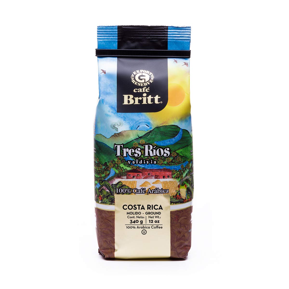 Café Britt® - Costa Rican Tres Rios Valdivia Coffee (12 Oz.) (3-Pack) - Ground, Arabica Coffee, Kosher, Gluten Free, 100% Gourmet & Medium Light Roast