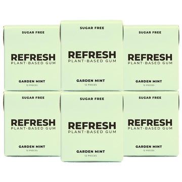 Refresh Plant Based Gum, Sugar Free, Long Lasting Chewing Gum With Stevia, Xylitol, Natural Flavors & Organic Ingredients, Low C