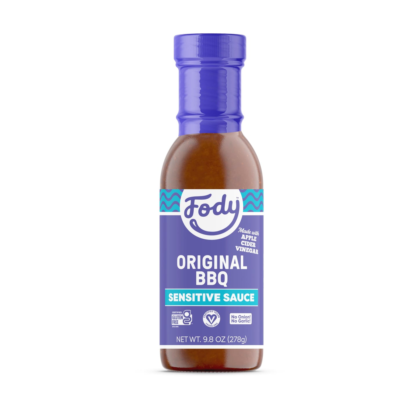 Fody Foods Original BBQ Sauce, 9.8 Oz, Garlic and Onion Free, Low FODMAP Certified, Gut & IBS Friendly, Vegan, Non-GMO, Gluten F