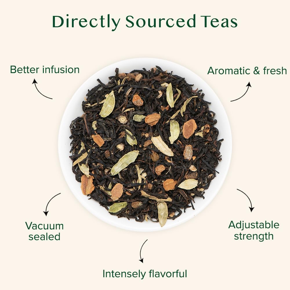 Vahdam, Vanilla Spiced Masala Chai Tea | 3.53Oz (+50 Cups) Gluten Free, Vegan | Delicious Blend Of Vanilla & Masala Chai Tea | S