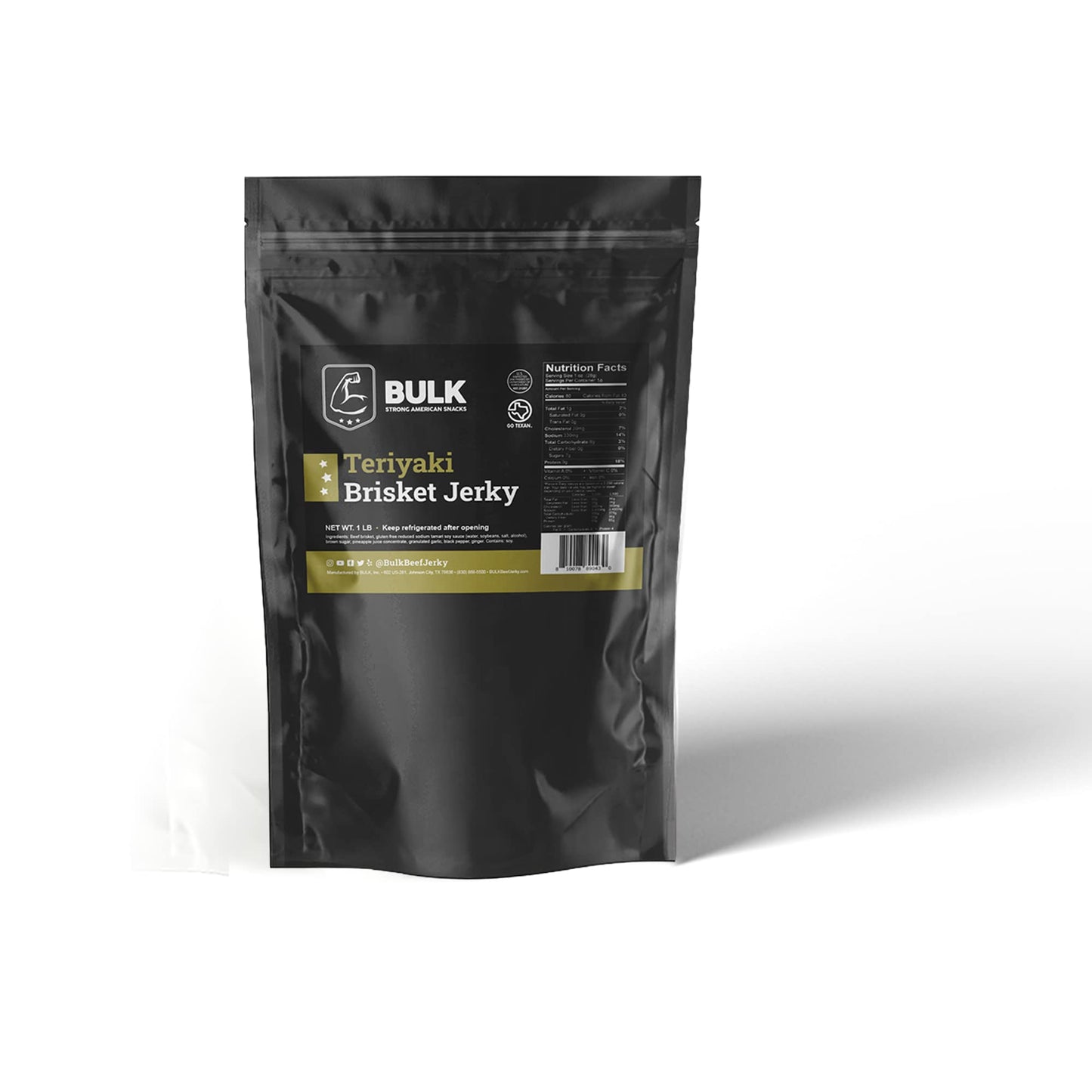 Bulk Teriyaki 1 Pound brisket beef jerky - All Natural Gluten Free