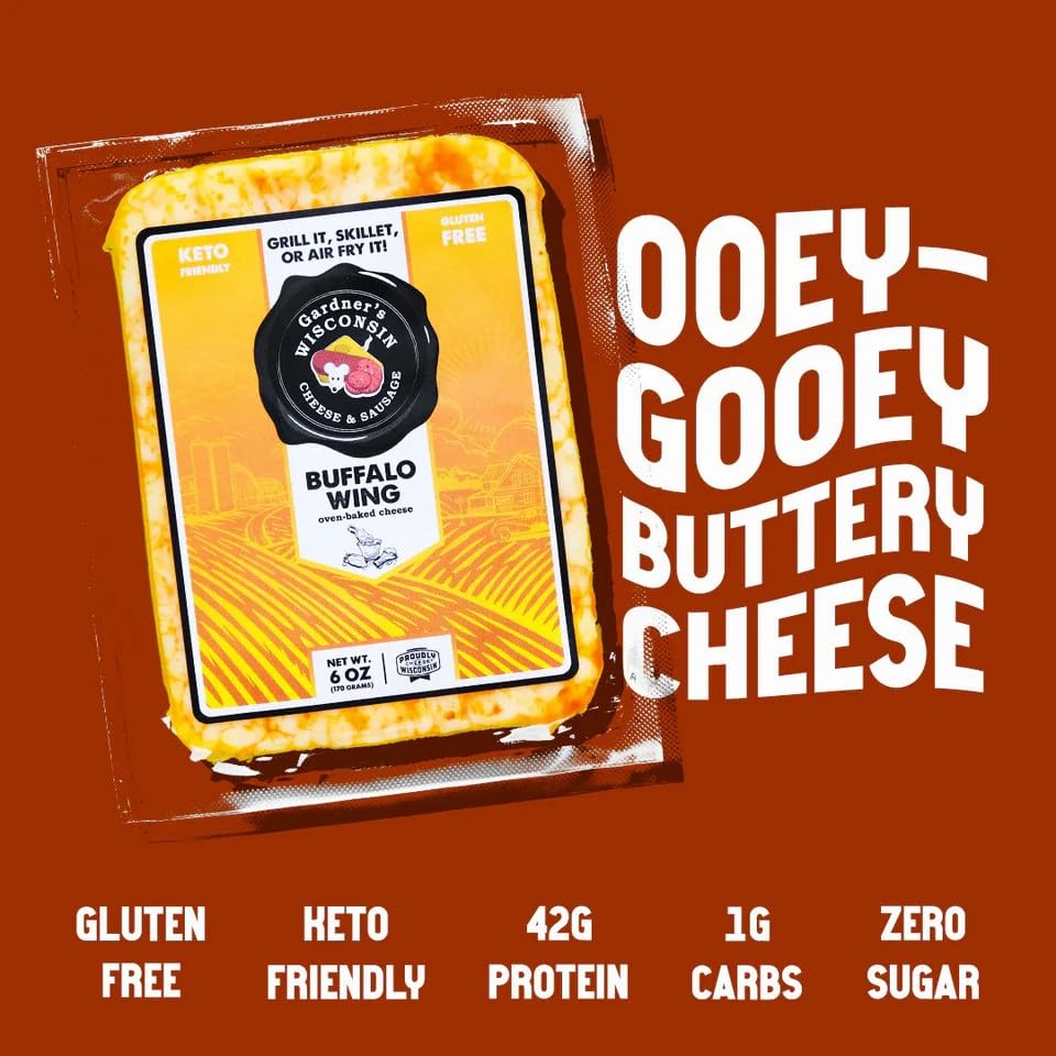 Gardner s Wisconsin Cheese, 4 Pack of Buffalo Wing Oven-Baked Cheese (6 Ounces Per Block) - Artisan Cheese Made in Wisconsin -