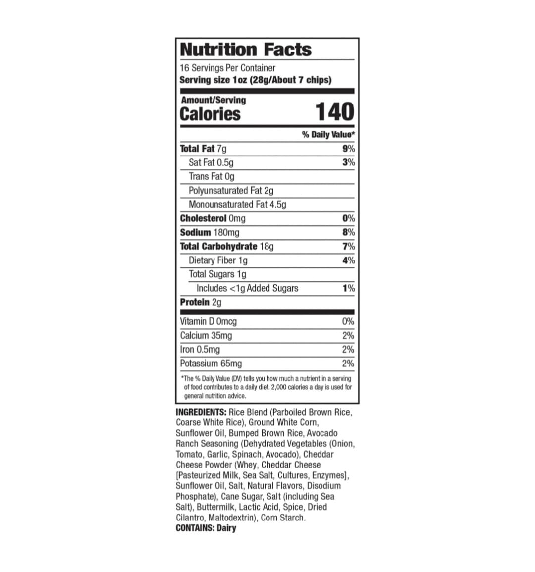 Gluten Free Gourmet Rice Snacks Avocado Ranch Pack Of 2 Each 16Oz