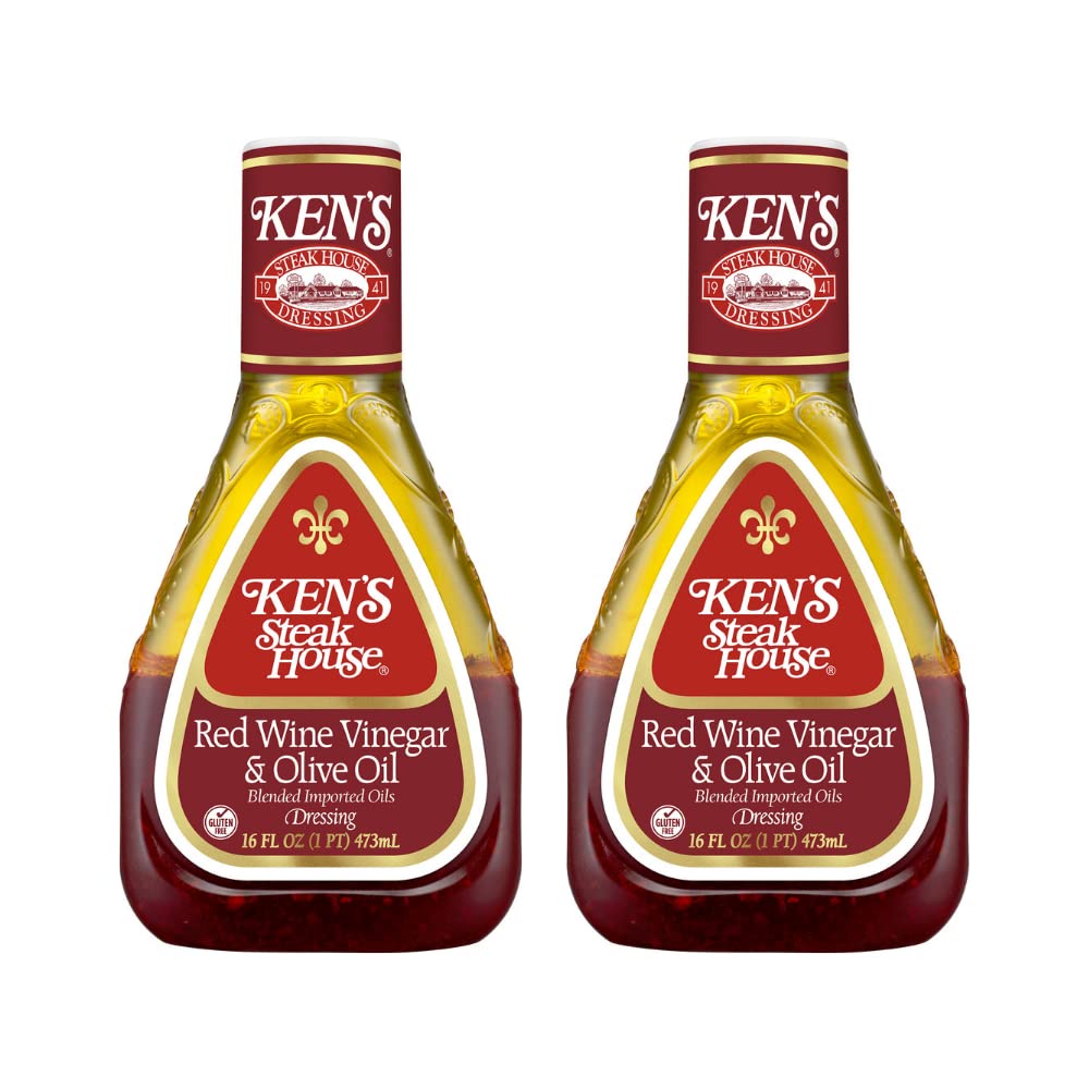 Kens Steak House Red Wine Vinegar & Olive Oil Dressing, 16 Fl Oz, Pack of 2
