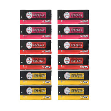 Premium Aufschnitt Beef Bars - High Protein Snack - Variety Pack of 12, 1 Ounce Each - Kosher, Halal, Keto Friendly